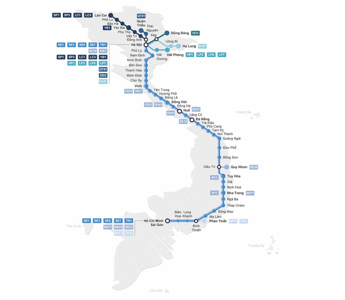 Vietnam train Map